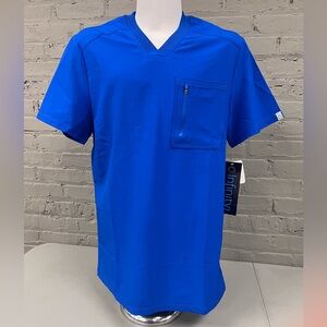 Cherokee Infinity Vibrant Blue Short Sleeve Men's Scrub Top